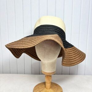 Ann Taylor Cream, Black, and Brown Striped Hat One size‎  New